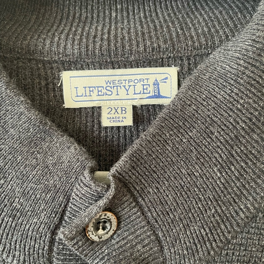 Westport Lifestyle Gray Crewneck Sweater Ribbed Knit Medium-Weight 2XB
